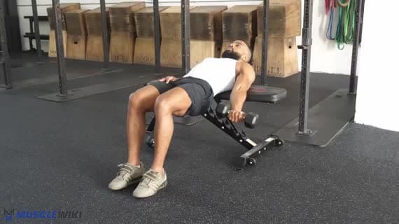 Curl de bíceps en banco con mancuerna con un solo brazo