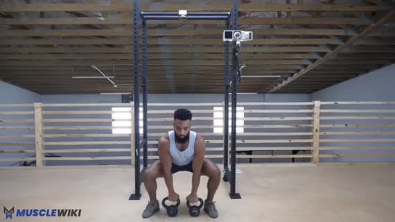 Kettlebell Kniebeuge-Umsetzen und Stoßen