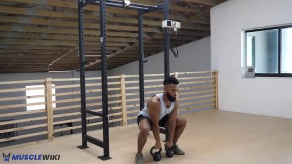 Kettlebell Kniebeuge-Umsetzen und Stoßen