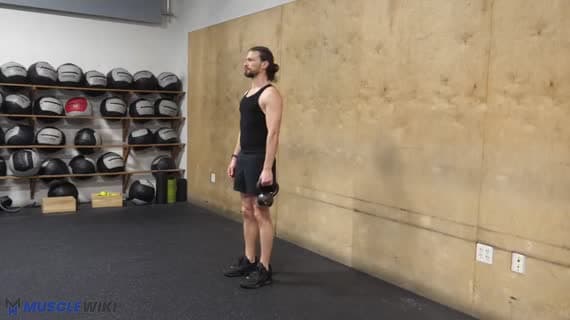 Flexión de hombro con kettlebell y codo flexionado
