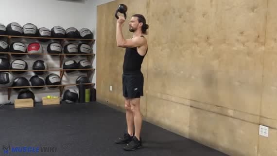Flexión de hombro con codo flexionado, de rodillas a de pie con kettlebell